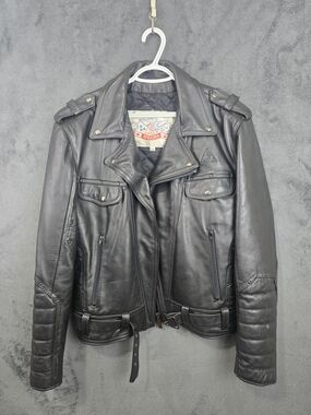 Angora Black Leather Bomber-Style Motorcycle Jacket